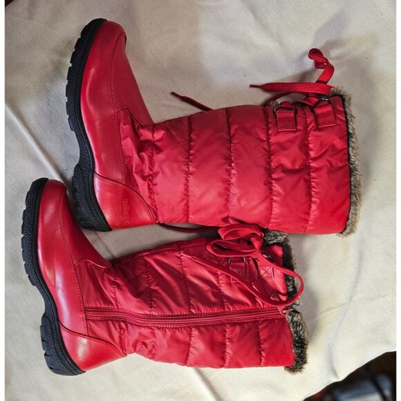 Womens Chromatics By Totes Red Faux Fur Lined Winter Boots Size 10W - Picture 10 of 10